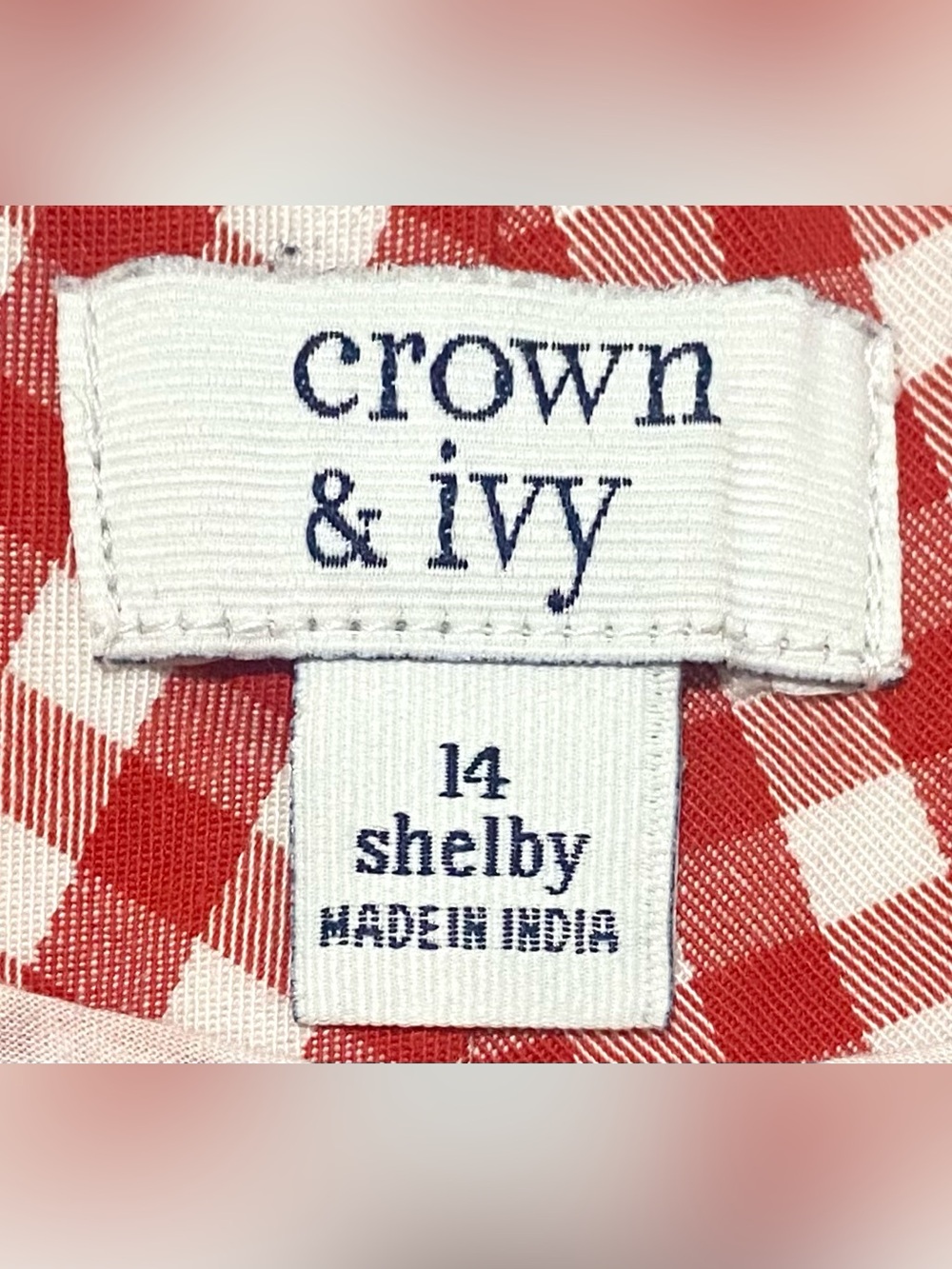 Crown&Ivy Womens 14 Red White Gingham Check Shorts Boho Fall Preppy Cottagecore - Picture 13 of 16